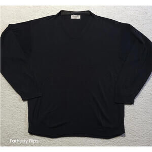 Tricots St. Raphael Men's V-Neck Sweater Medium Black 67% Viscose 33% Cotton